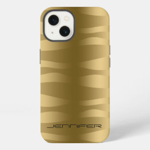 Monogramed Metallic Gold Wavy Zebra Stripes iPhone 13 Case