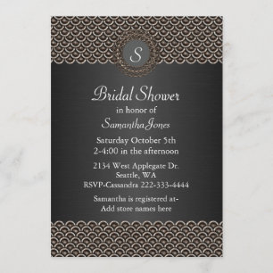 Monogramed Metallic Look Bridal Shower Invitation