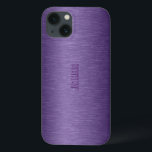 Monogramed Metallic Purple Brushed Aluminium Look iPhone 13 Case<br><div class="desc">Deep purple tones metallic brushed aluminium look. Available on other products and  8 different colour. Customisable and optional monogram</div>