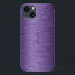 Monogramed Metallic Purple Brushed Aluminium Look iPhone 13 Case<br><div class="desc">Deep purple tones metallic brushed aluminium look. Available on other products and  8 different colour. Customisable and optional monogram</div>