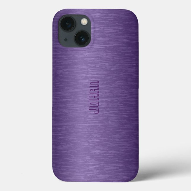 Monogramed Metallic Purple Brushed Aluminium Look Case-Mate iPhone Case (Back)