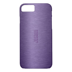 Monogramed Metallic Purple Brushed Aluminium Look iPhone 8/7 Case