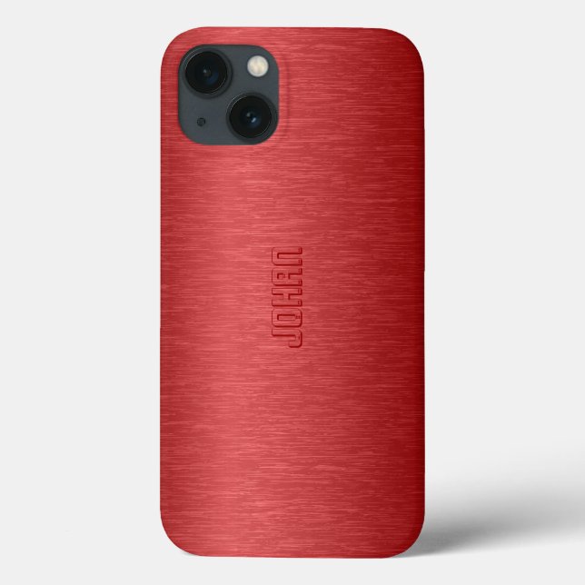 Monogramed Metallic Red Brushed Aluminium Look Case-Mate iPhone Case (Back)