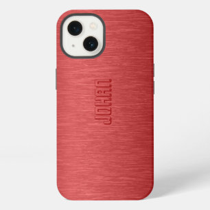 Monogramed Metallic Red Brushed Aluminium Look iPhone 13 Case