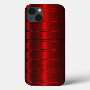 Monogramed Metallic Red Stripes Pattern iPhone Cas iPhone 13 Case