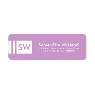 Monogramed Modern Lavender And White Return Address Label