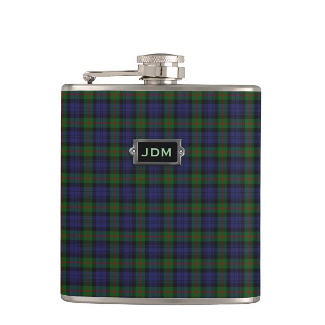 Monogramed Murray Tartan Plaid Flask (Front)