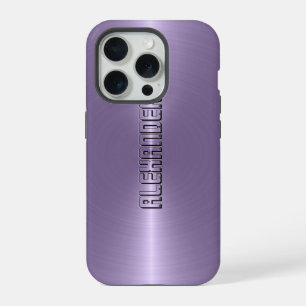 Monogramed Plain Plum Purple Metallic Background iPhone Case