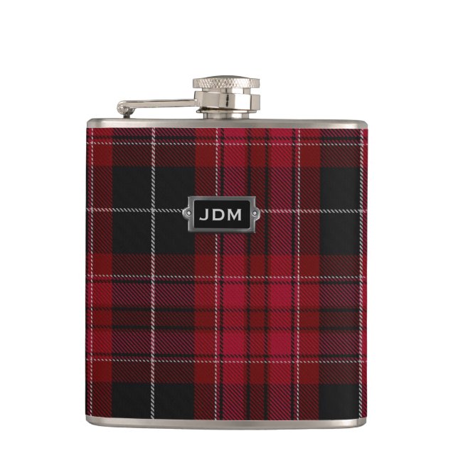 Monogramed Pride of Wales Tartan Plaid Flask (Front)