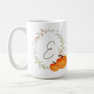 Monogramed Pumpkins and Fall Leaves Coffee Mug
