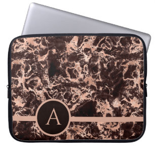 Monogramed Rose Gold Marble Laptop Sleeve