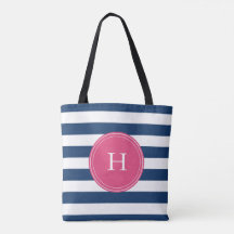 Monogramed sailor's tote bag