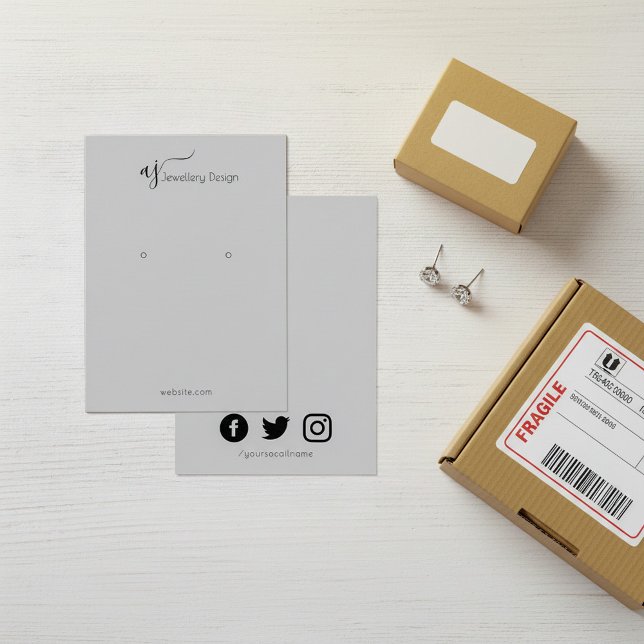 Monogramed social media earring display card (Monogramed social media earring display card.)