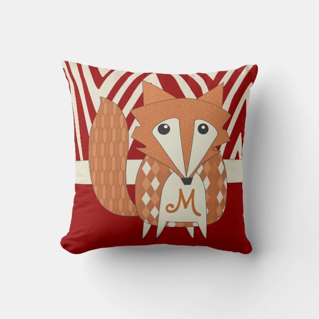 Monogramed Stylised Fox Pillow (Front)