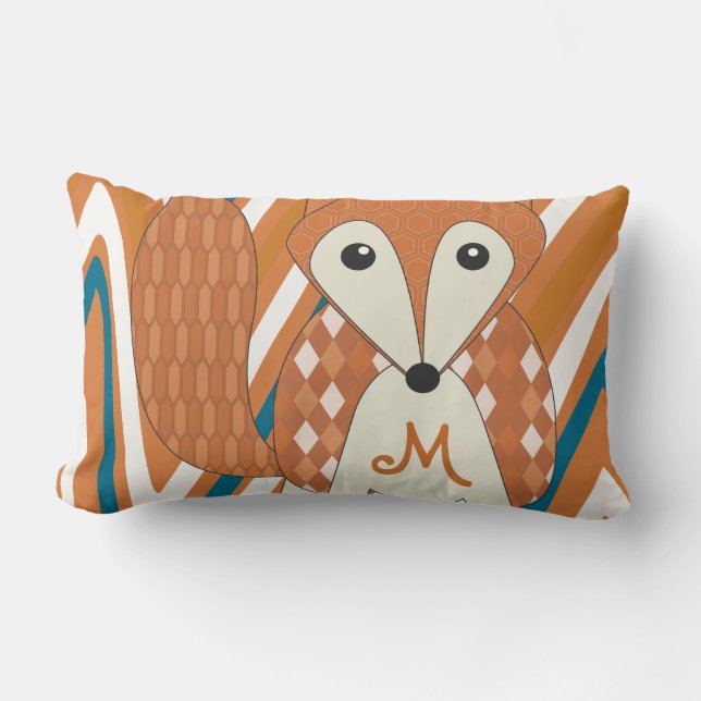 Monogramed Stylised Fox Pillow (Front)