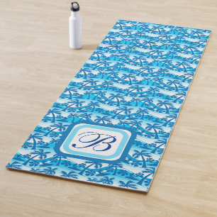 Monogramed Summer Palm Trees Yoga Mat