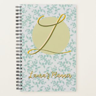 Monogramed Vintage Wallpaper Blue Undated Planner