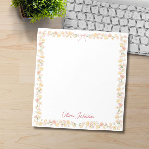 Monogramed Watercolor Yellow Pink Flowers Floral Notepad