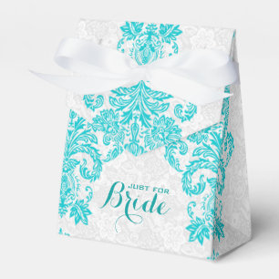 Monogramed White And Turquoise Floral Ornament Favour Box