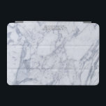 Monogramed White Marble Stone Pattern iPad Mini Cover<br><div class="desc">White and grey marble stone grain pattern. Not real marbler just an image of it. Custom optional monogram.</div>
