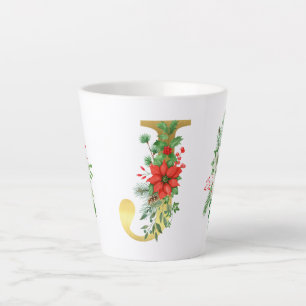 Monogramed Xmas Latte Mug-Gold Letter Mug