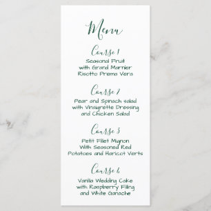 Monogramm Crest Forest Green Wedding menu