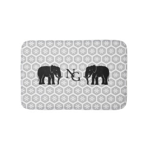 Monogramm Pair of Majestic Black Elephants Bath Mat