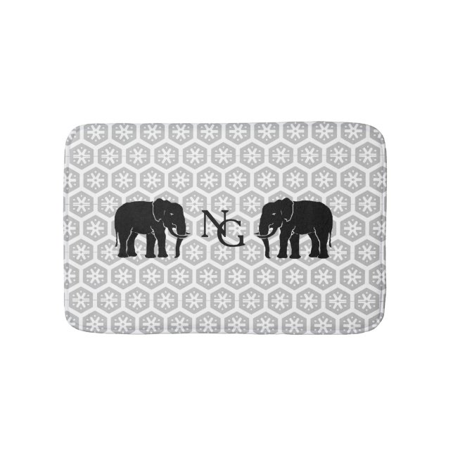 Monogramm Pair of Majestic Black Elephants Bath Mat (Front)