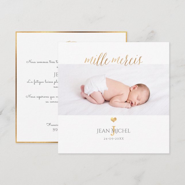 Monogramme de bricolage en D'or Remerciement cards (Front/Back)