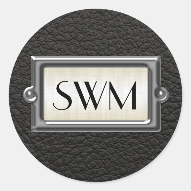 Monogrammed 3-Letter Executive Men's Personalised Classic Round Sticker (Front)