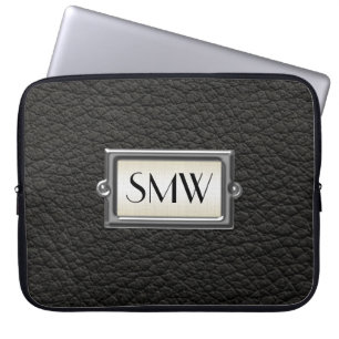 Monogrammed 3-Letter Executive Men's Personalised Laptop Sleeve