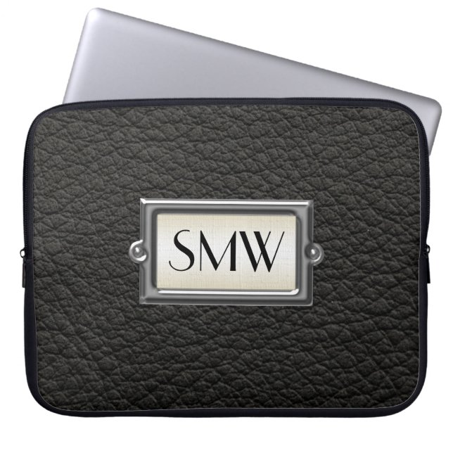 Monogrammed 3-Letter Executive Men's Personalised Laptop Sleeve (Front)