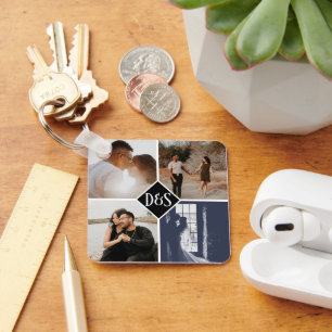 Monogrammed 5 Photo Custom Collage Personalised Key Ring
