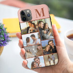 Monogrammed 7 Photo Collage on Terracotta Peach iPhone 11 Pro Max Case<br><div class="desc">Monogrammed photo collage iPhone case which you can personalise with 7 of your favourite photos and your initial. The template is set up ready for you to add your photos, working top to bottom on the left side, then top to bottom on the right side. The design has a terracotta...</div>