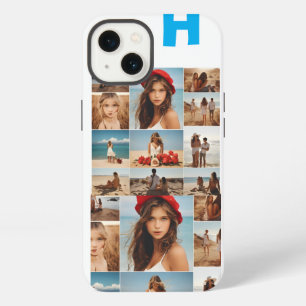 Monogrammed 7 Photo Collage,Personalised Elegant  iPhone 13 Case