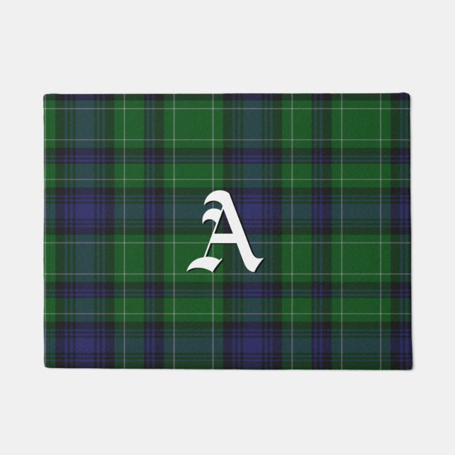 Monogrammed Abercrombie Tartan Plaid Door Mat (Front)