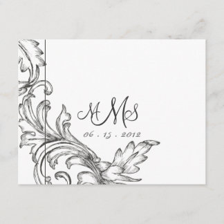 Monogrammed Acanthus Lavender & Black RSVP Card