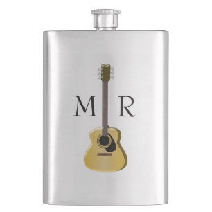 Monogrammed Acoustic Guitar Hip Flask