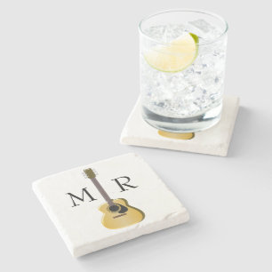 Monogrammed Acoustic Guitar Stone Coaster