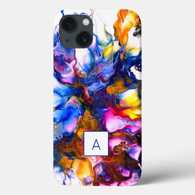 Monogrammed Agate Fluid Art Personalised Case-Mate iPhone Case (Back)