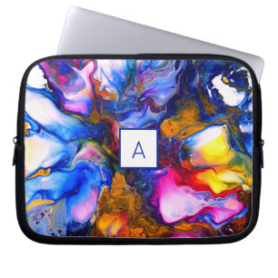 Monogrammed Agate Fluid Art Personalised Laptop Sleeve