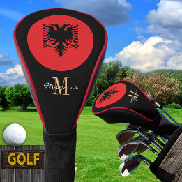 Monogrammed & Albania Flag Golf Clubs Covers