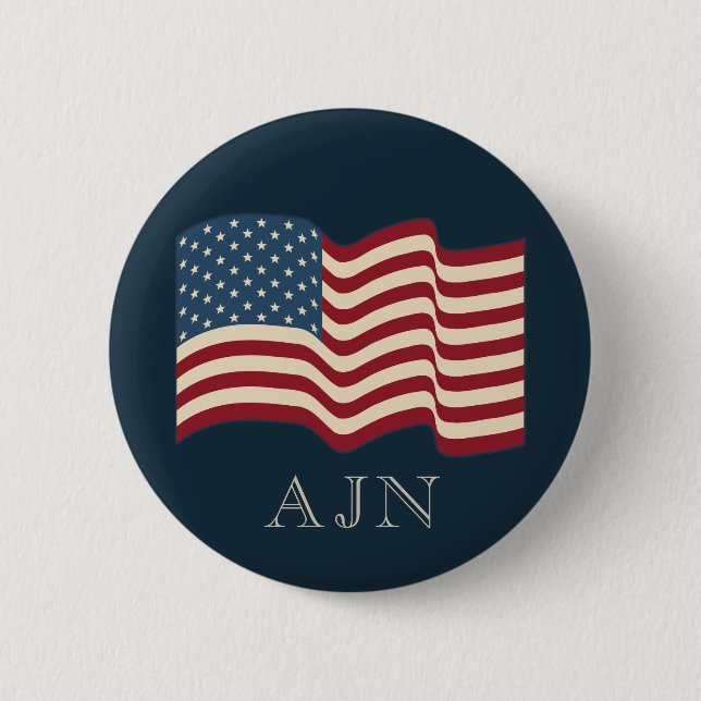 Monogrammed American Flag Button Gift  (Front)