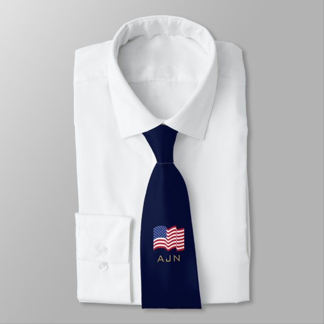 Monogrammed American Flag Tie (Tied)