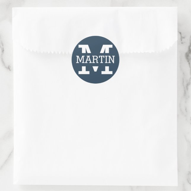 monogrammed and name classic round sticker (Bag)