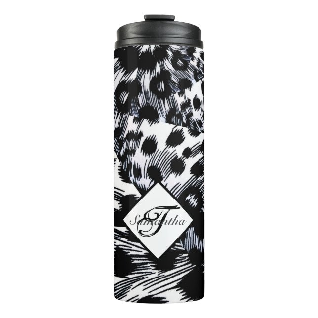 Monogrammed Animal Print Thermal Tumbler (Front)