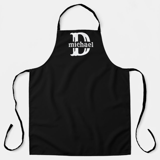 Monogrammed Apron, Personalised Name Initial Chef  Apron (Front)