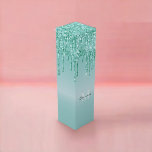 Monogrammed Aqua Blue Glitter Drip Wine Gift Box<br><div class="desc">Monogram Robins Egg Aquamarine Blue Dripping Glitter Metallic personalised slim wine gift box.   

This custom monogram metallic faux foil gradient with simulated dripping glitter graphic gifting box allows you to add your recipient's name and last initial in a snap,  using zazzle's intuitive and simple personalisation tool.</div>