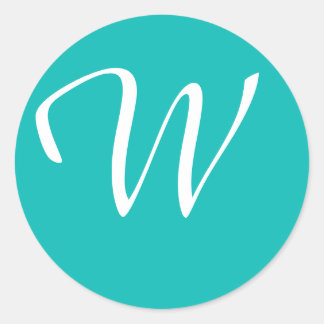 Monogrammed Aqua Classic Round Sticker