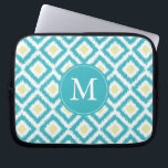 Monogrammed Aqua Lemon Diamond Ikat Pattern Laptop Sleeve<br><div class="desc">Stylish and chic design features a colourful and trendy diamonds ikat pattern and can be personalised with your monogram,  initial,  name,  or any text of your choice for a perfect custom gift!</div>